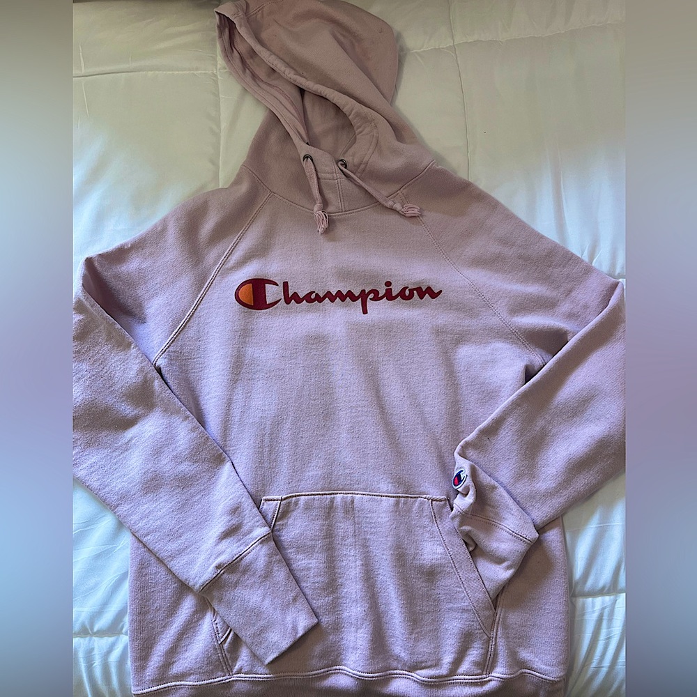 Pink champion hoodie, very lightly worn. Cute and comfortable for any occasion!!